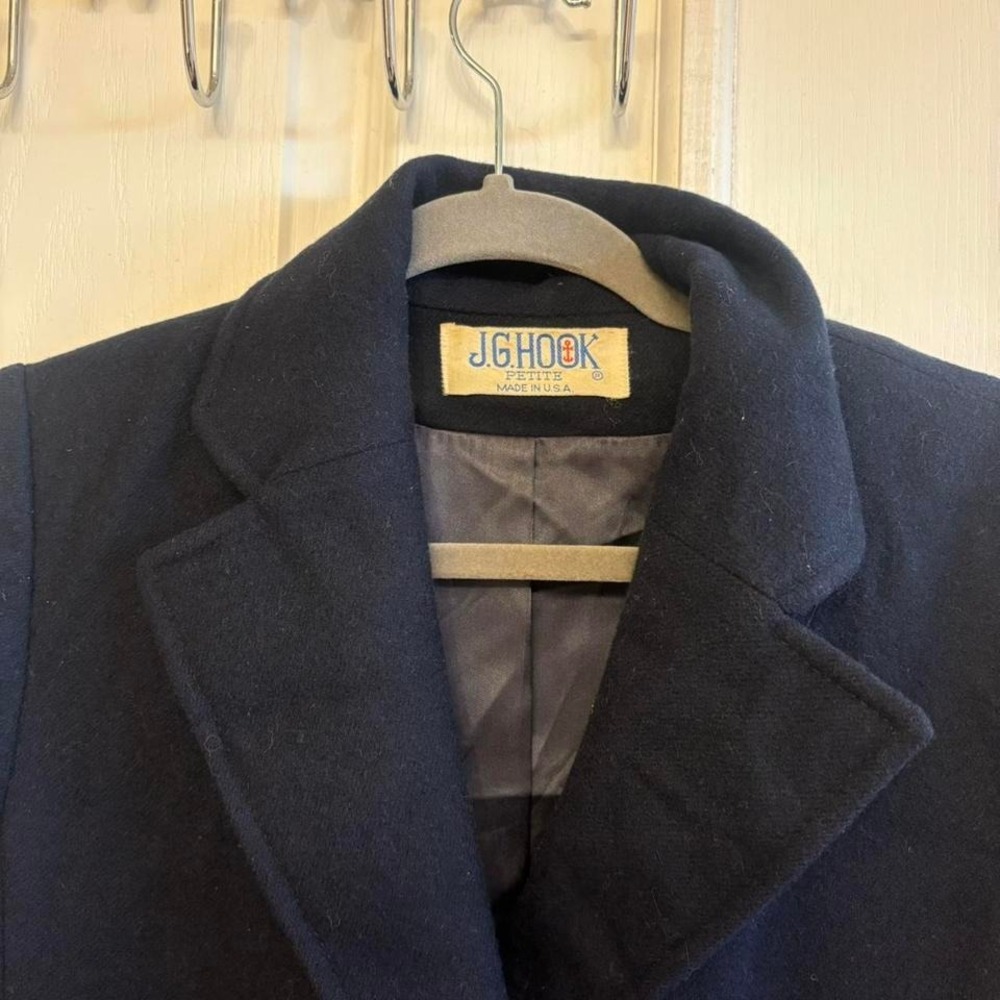 Vintage Navy Blue Wool Coat - Small‎ - Excellent Condition